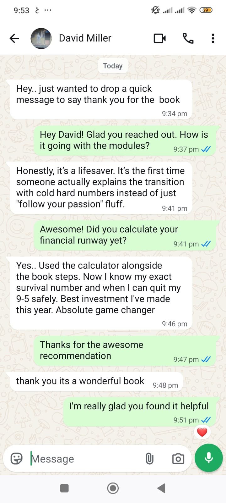 Chat message from David Miller